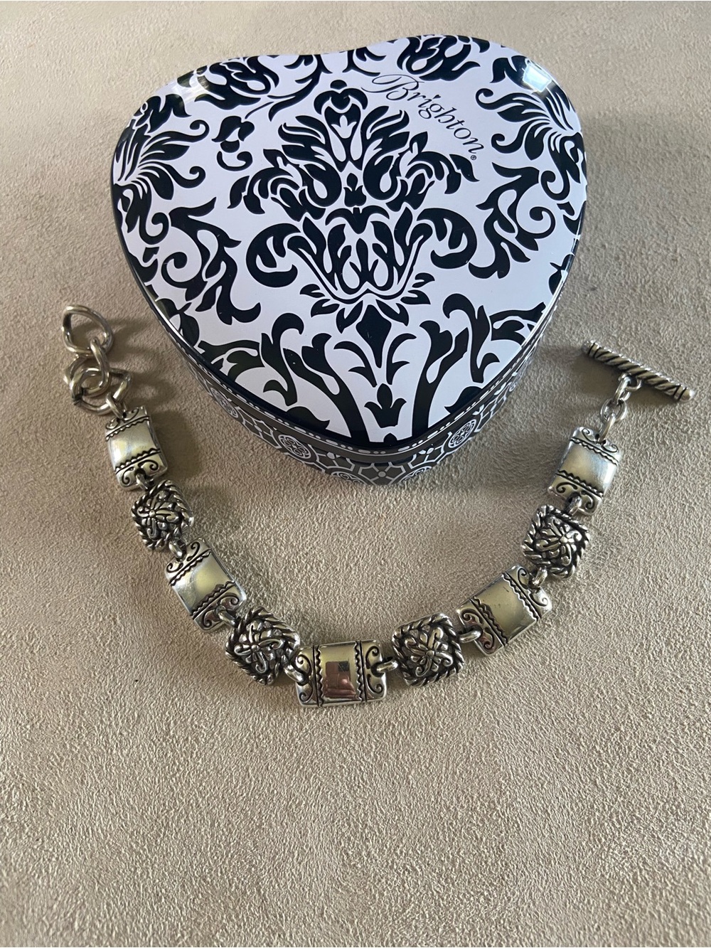 Brighton Silver-Tone Floral Link Bracelet